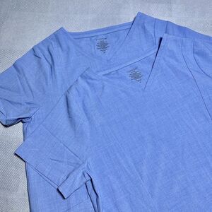 Cuddl Duds 3 Pocket Blue Scrub Top Medical‎ Uniform Women's Medium Lot Of 2